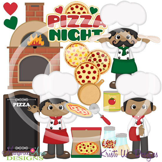 Pizza Time Boys Dark Skin SVG Cutting Files +Clipart - Click Image to Close